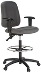 Harwick Contoured Dual Function Drafting Stool With Arms - Gray Fabric