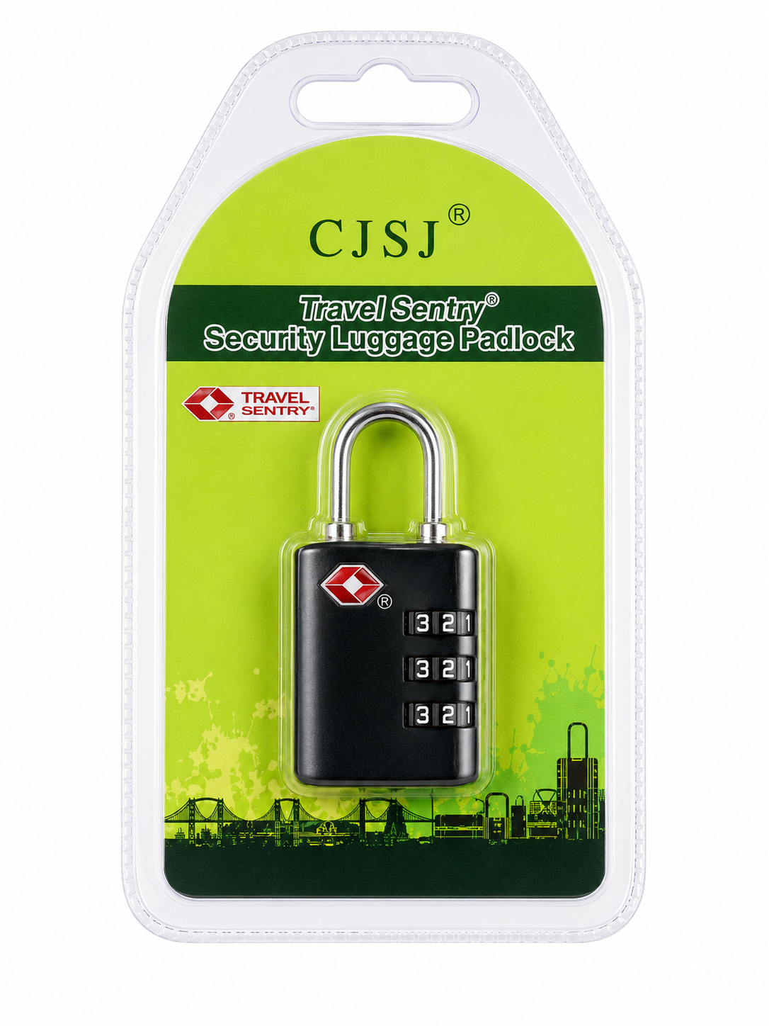 CJSJ Travel Sentry 3-Digit Combination Luggage Lock – Black