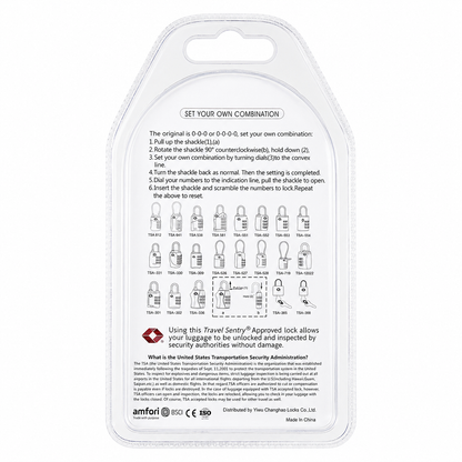 CJSJ TSA-331 Travel Sentry 3-Digit Combination Luggage Lock – Silver