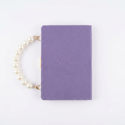 Pastel Purple PU Leather Journal with Pearl Handle & Heart Clasp