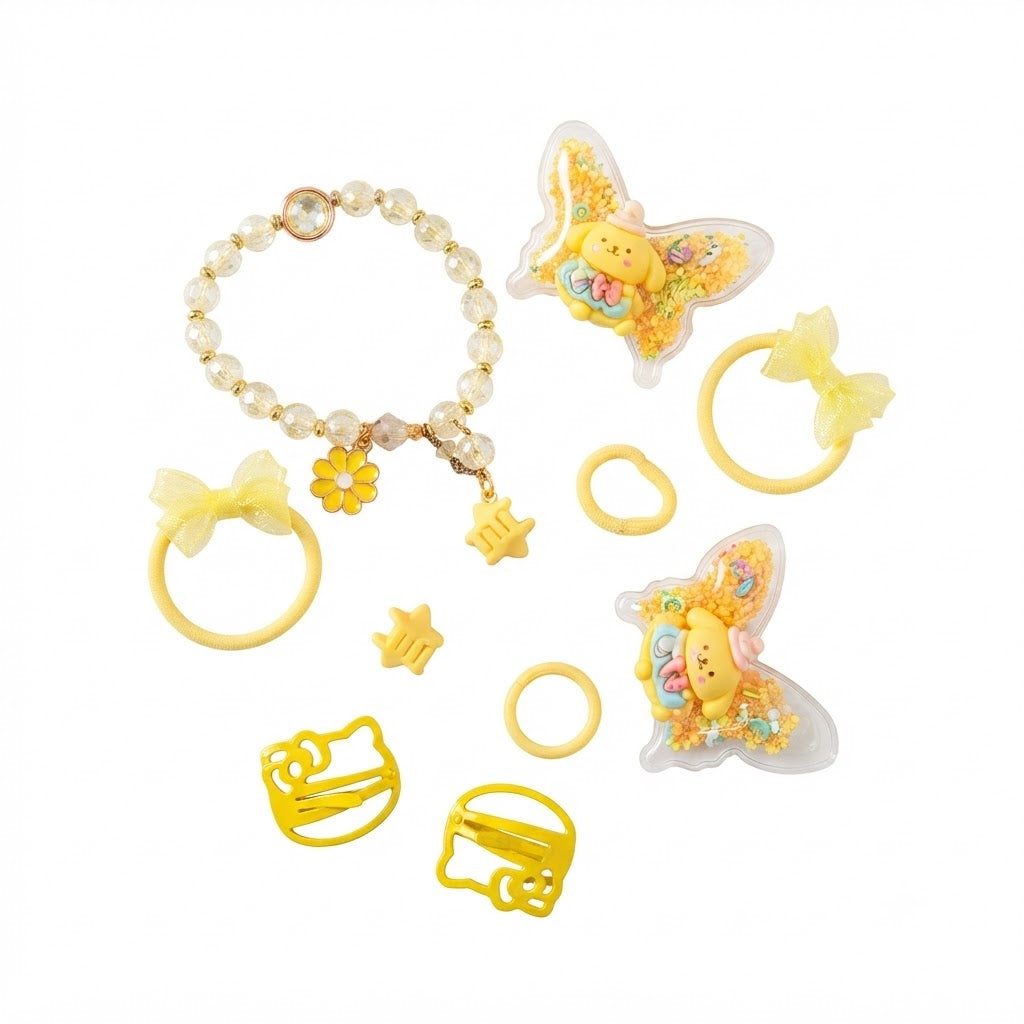 Sanrio Pompompurin Hair Accessories and Jewelry Gift Set