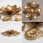 Gold-tone Metal Lotus and Floral Tealight Candle Holder Wall Decor