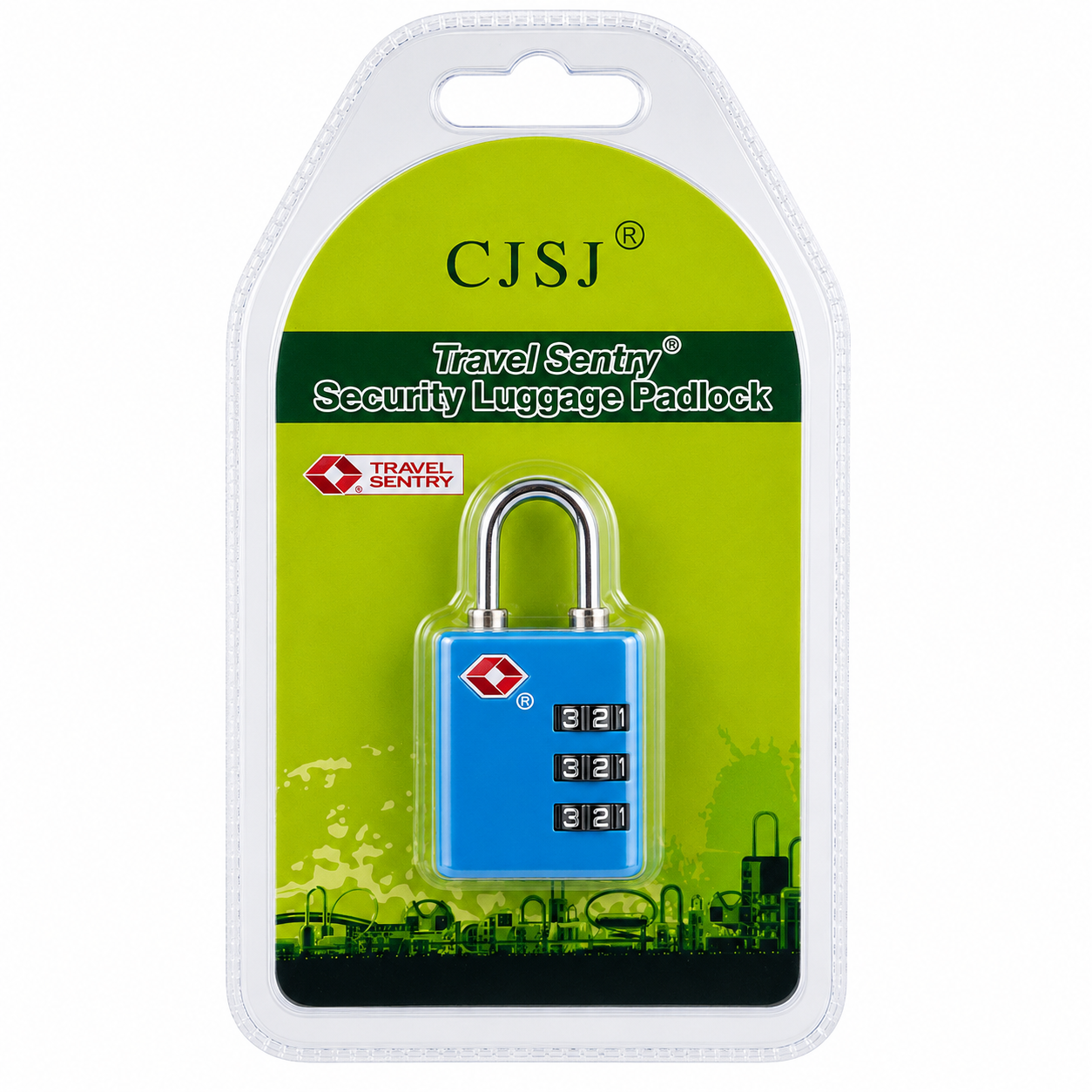CJSJ Travel Sentry Approved 3-Digit Combination Luggage Padlock – Blue