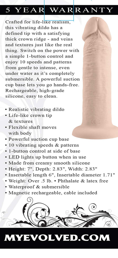 6 Inch Girthy Vibrating Dong - Dark