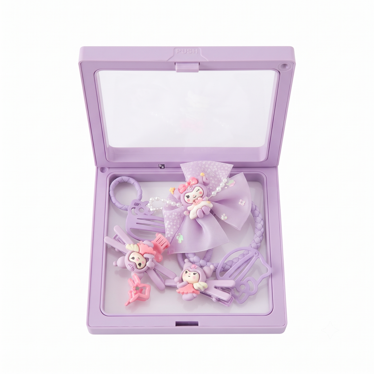 Hair Clips for Girls Kids & Teens – Cute Hair Accessories & Pins Set with Bow Scrunchie, Styling Kit & Transparent Display Box – Birthday Gift Items