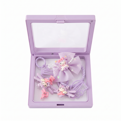 Hair Clips for Girls Kids & Teens – Cute Hair Accessories & Pins Set with Bow Scrunchie, Styling Kit & Transparent Display Box – Birthday Gift Items