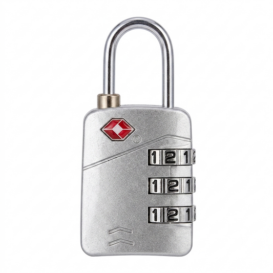 CJSJ Travel Sentry TSA-Accepted 3-Digit Combination Luggage Padlock – Silver
