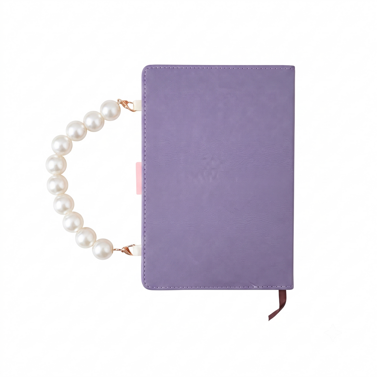 Pastel Purple PU Leather Journal with Pearl Handle & Heart Clasp