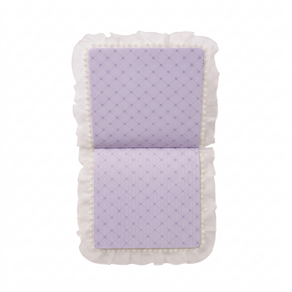 Sanrio Licensed Kuromi Square Planner Notebook - Purple PU Leather with Pearl Lace, 148x148mm.