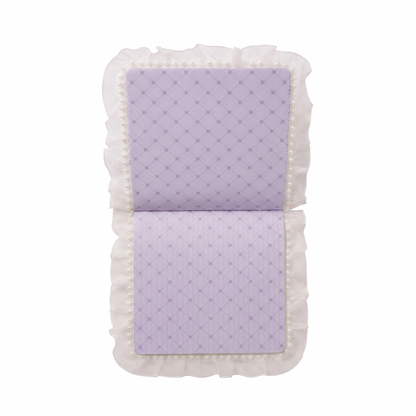 Sanrio Licensed Kuromi Square Planner Notebook - Purple PU Leather with Pearl Lace, 148x148mm.