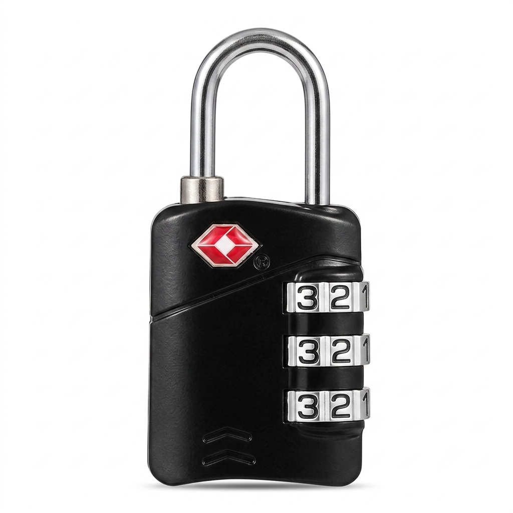 CJSJ Travel Sentry TSA-Approved 3-Digit Combination Luggage Padlock – Black