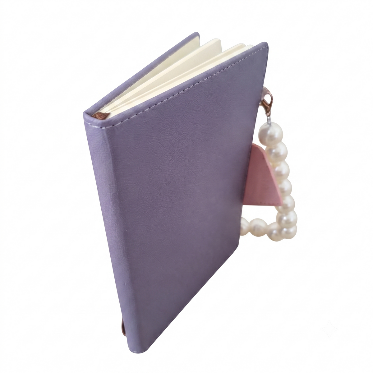 Pastel Purple PU Leather Journal with Pearl Handle & Heart Clasp