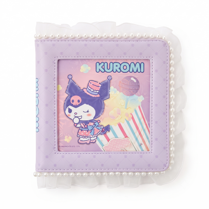 Sanrio Licensed Kuromi Square Planner Notebook - Purple PU Leather with Pearl Lace, 148x148mm.