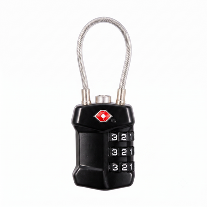 CJSJ TSA-527 TSA-Accepted 3-Digit Cable Luggage Lock – Black