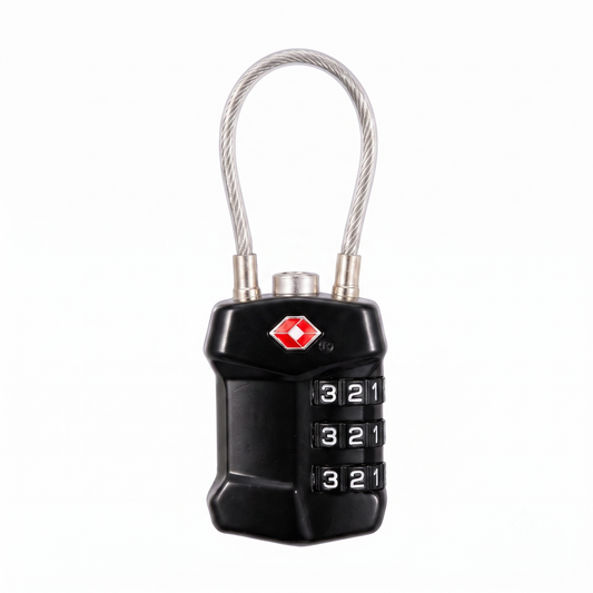 CJSJ TSA-527 TSA-Accepted 3-Digit Cable Luggage Lock – Black