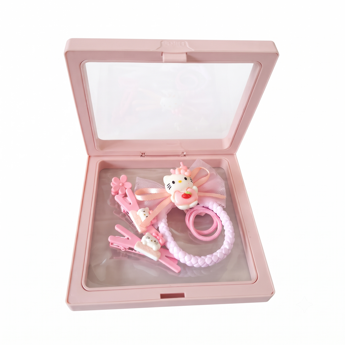 Hair Accessories, Kids Hair Clips, Sanrio Hair Pins, Bow Hair Tie, Claw Clips, Gift Set, Pink Hair Styling, Kawaii Hair Accessories, Girls Hair Clips, Hair Elastics, Cute Hair Pins, Cartoon Hair Clips, Aesthetic Hair Accessories, Hair Styling Set
