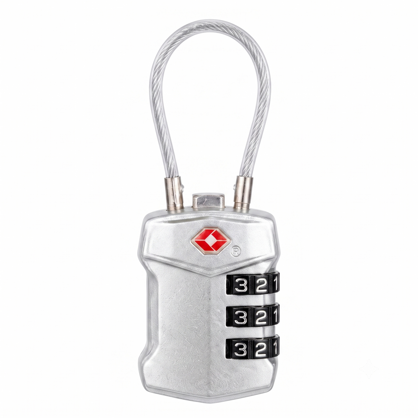 CJSJ TSA-Approved 3-Digit Combination Cable Luggage Lock – Silver