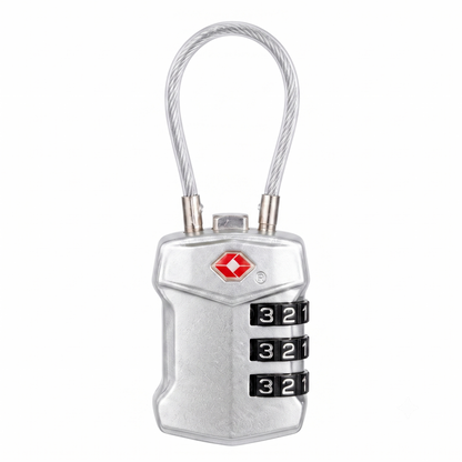 CJSJ TSA-Approved 3-Digit Combination Cable Luggage Lock – Silver