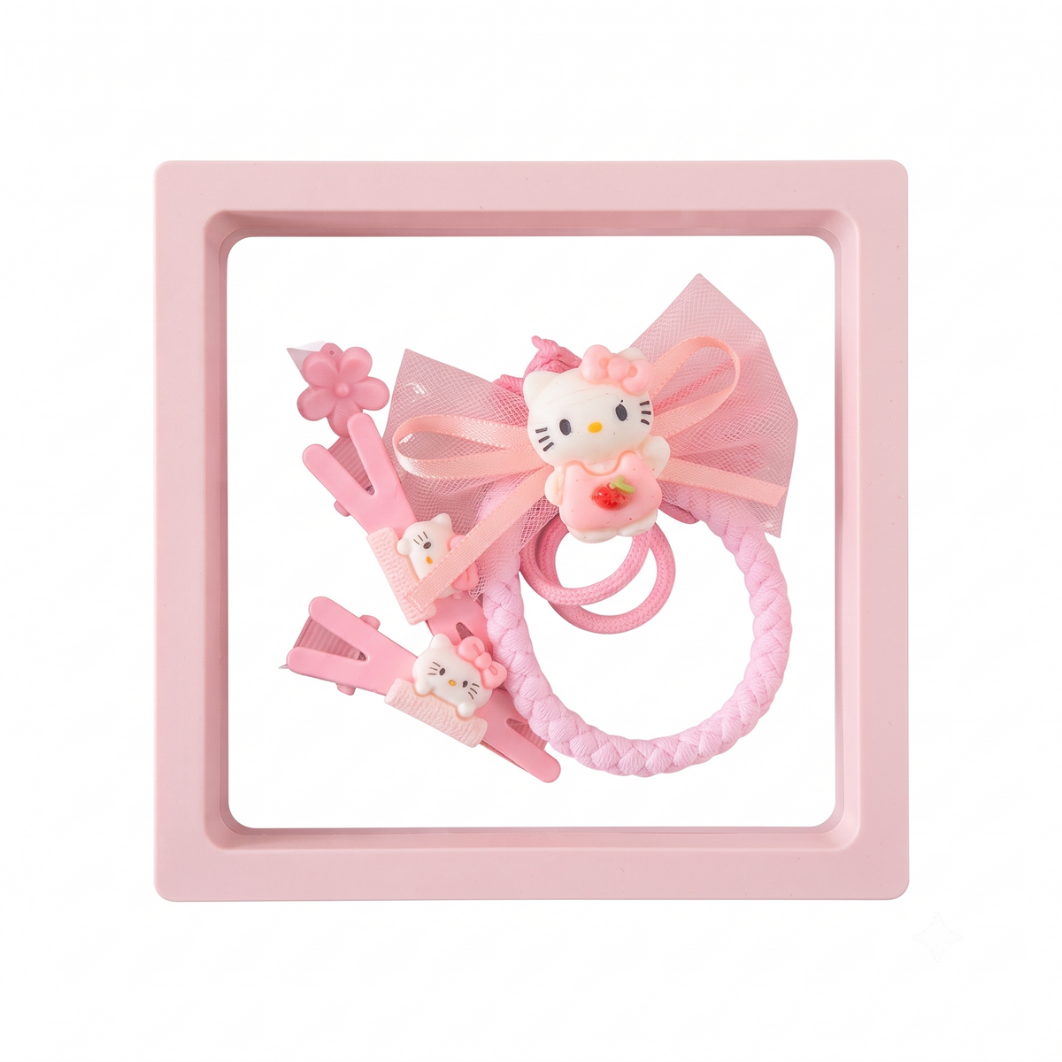 Hair Accessories, Kids Hair Clips, Sanrio Hair Pins, Bow Hair Tie, Claw Clips, Gift Set, Pink Hair Styling, Kawaii Hair Accessories, Girls Hair Clips, Hair Elastics, Cute Hair Pins, Cartoon Hair Clips, Aesthetic Hair Accessories, Hair Styling Set