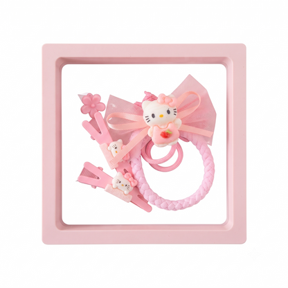 Hair Accessories, Kids Hair Clips, Sanrio Hair Pins, Bow Hair Tie, Claw Clips, Gift Set, Pink Hair Styling, Kawaii Hair Accessories, Girls Hair Clips, Hair Elastics, Cute Hair Pins, Cartoon Hair Clips, Aesthetic Hair Accessories, Hair Styling Set