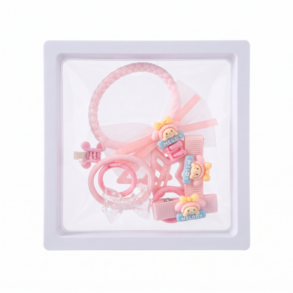 Hair Accessories Set – Girls Hair Clips, Pink Bow Hair Tie, Star Snap Clips, Cartoon Barrettes & Kids Hair Styling Kit