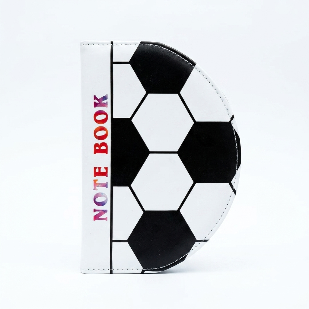 Soccer Ball D-Shaped Half-Moon Notebook (Blank / Lined)
