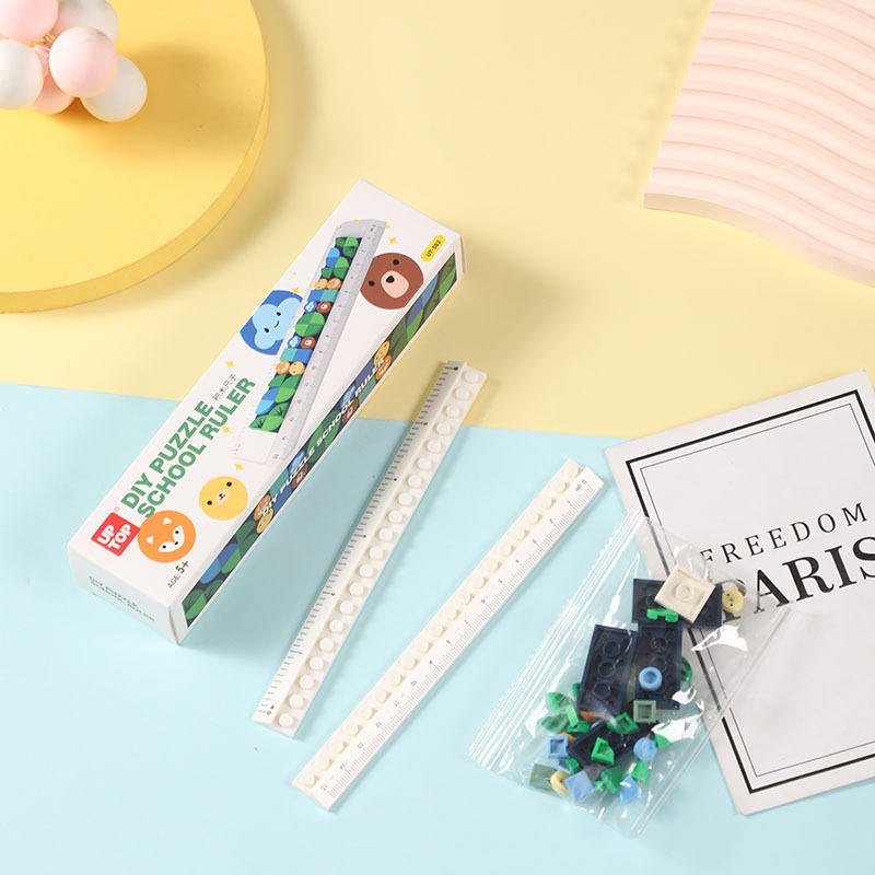 DIY Puzzle School Ruler – 15cm Building Block Modular Interlocking Scale for Kids