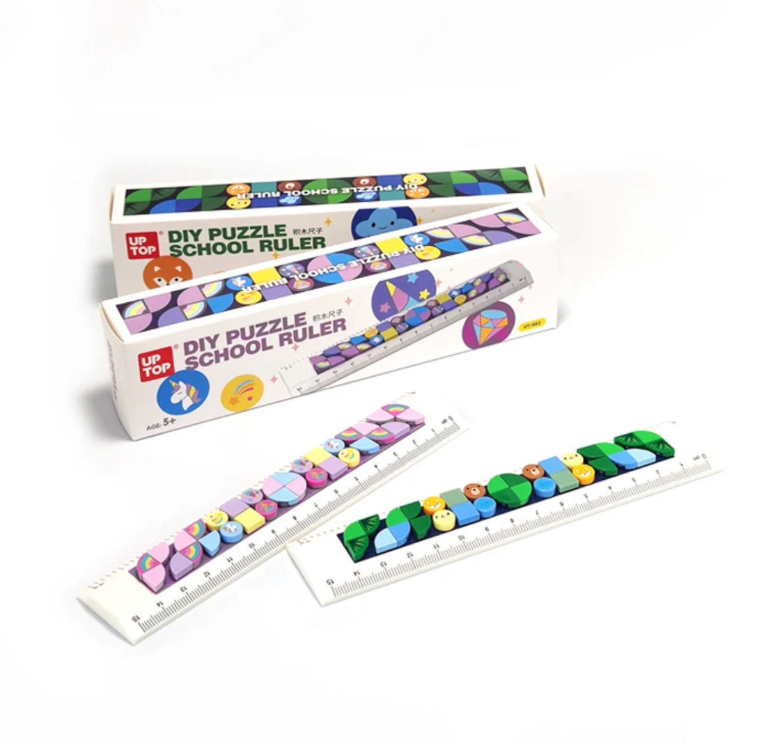 DIY Puzzle School Ruler – 15cm Building Block Modular Interlocking Scale for Kids