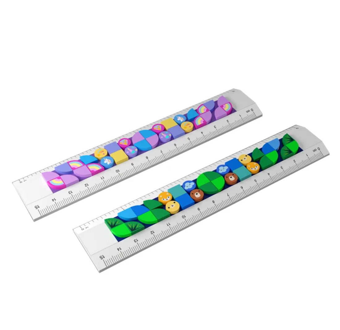 DIY Puzzle School Ruler – 15cm Building Block Modular Interlocking Scale for Kids