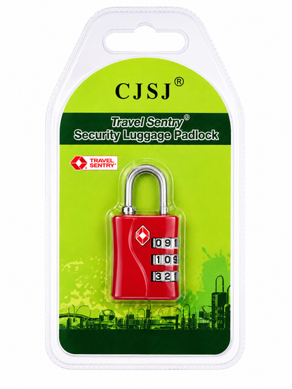 CJSJ Travel Sentry TSA-Approved 3-Digit Combination Luggage Padlock – Red