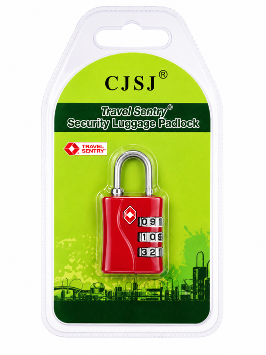 CJSJ Travel Sentry TSA-Approved 3-Digit Combination Luggage Padlock – Red