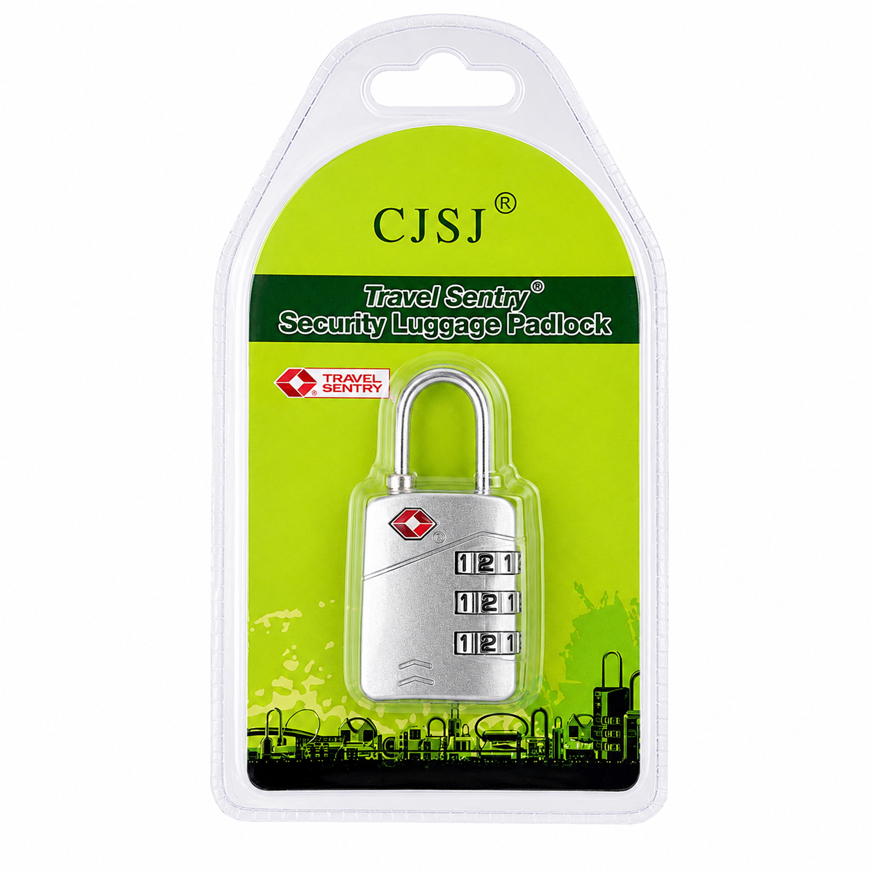 CJSJ Travel Sentry TSA-Accepted 3-Digit Combination Luggage Padlock – Silver