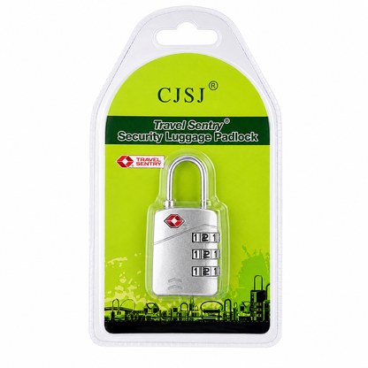 CJSJ Travel Sentry TSA-Accepted 3-Digit Combination Luggage Padlock – Silver