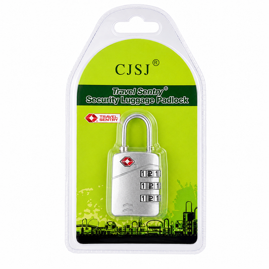CJSJ Travel Sentry TSA-Accepted 3-Digit Combination Luggage Padlock – Silver