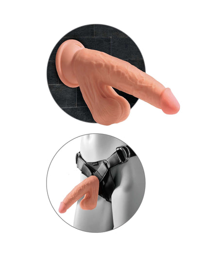 7 Inch Triple Density Cock With Swinging Balls -  Tan