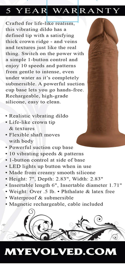 6 Inch Girthy Vibrating Dong - Dark